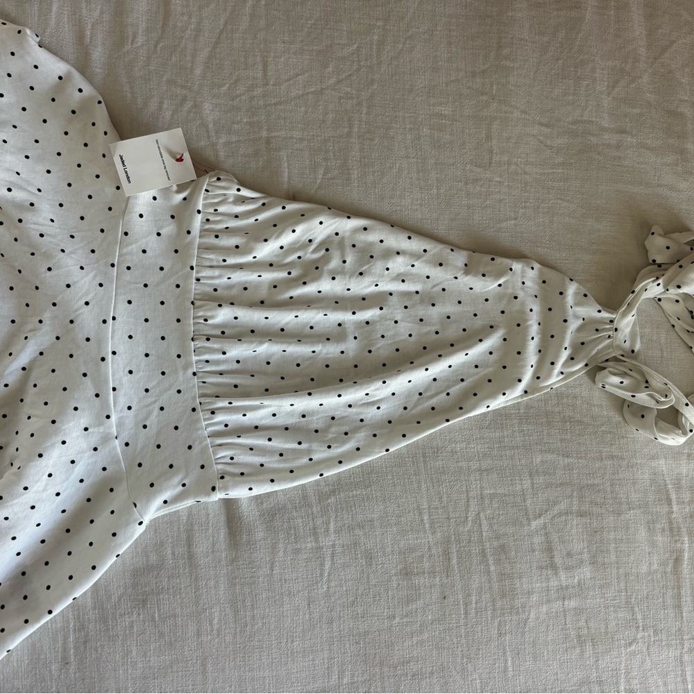 Jaded London White Polka Dot Halter Dress